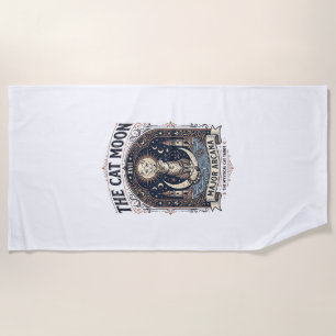 The Cat Moon Cat Tarot Card Major Arcana Vintage V Beach Towel