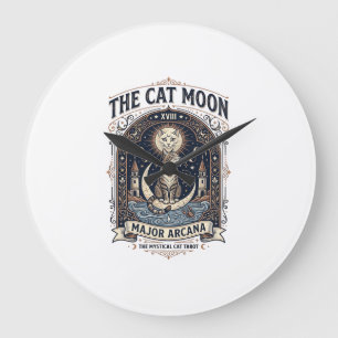 The Cat Moon Cat Tarot Card Major Arcana Vintage V Large Clock