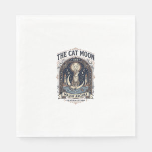 The Cat Moon Cat Tarot Card Major Arcana Vintage V Napkin
