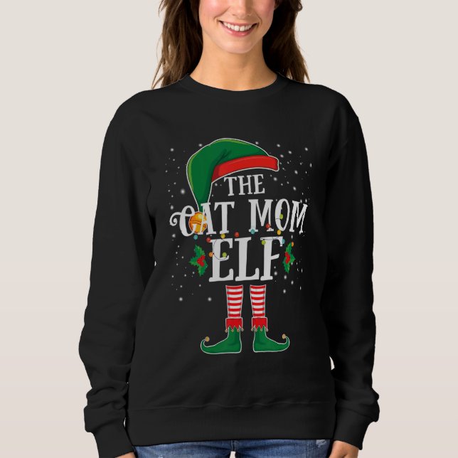 The Cat Mum Elf Family Group Matching Christmas Pa Sweatshirt (Front)