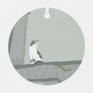 The cat on the fence metal tree decoration