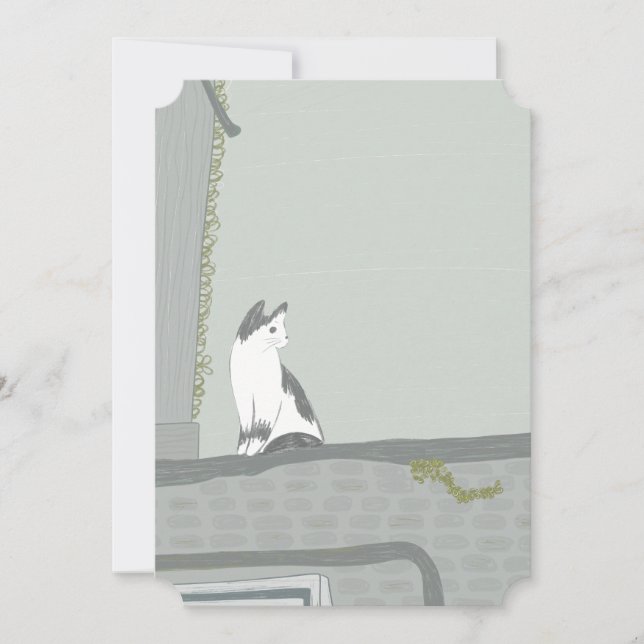 The cat on the fence save the date (Front)