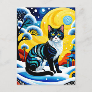 The "Cat" painting is a chilling and elegant winte Postcard