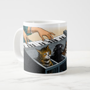 The cat piano large coffee mug