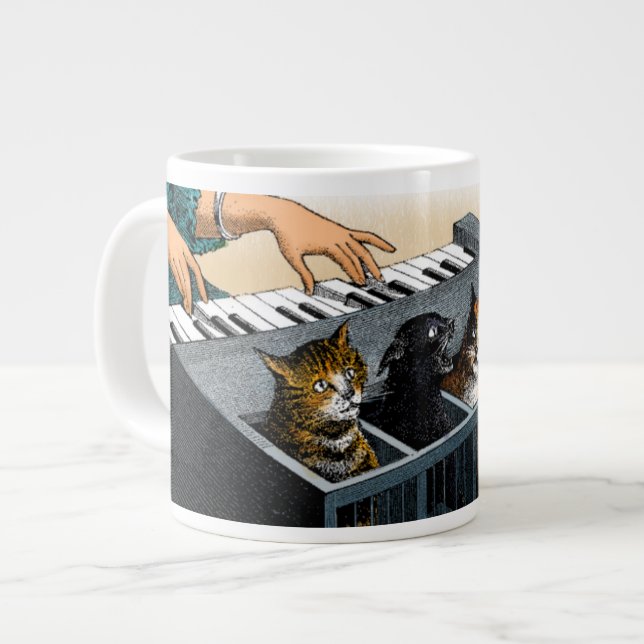 The cat piano large coffee mug (Front Left)