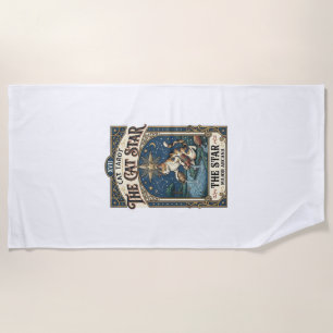 The Cat Star Cat Tarot Card Major Arcana Vintage V Beach Towel