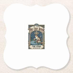 The Cat Star Cat Tarot Card Major Arcana Vintage V Paper Coaster