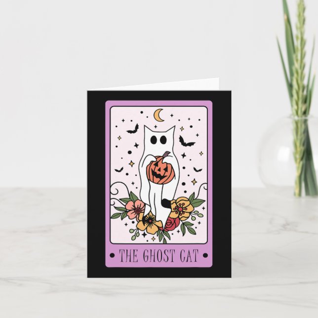 The Cat Tarot Card Ghost Halloween Pumpkin Cat Lov (Front)