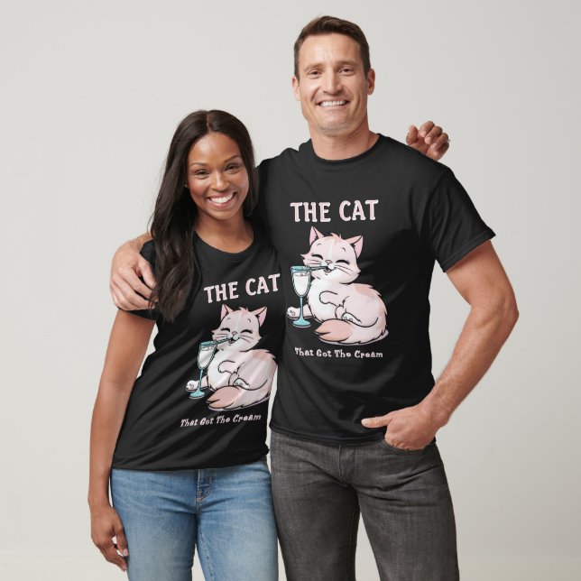 The Cat That Got The Cream Matching Black Unisex T-Shirt (Unisex)