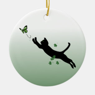 The Cat & The Butterfly Ceramic Tree Decoration