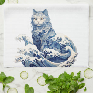 The Cat Wave Off Kanagawa Tea Towel