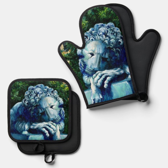 The Cat Who ate the Canary Oven Mitt & Pot Holder Set (Front/Back)