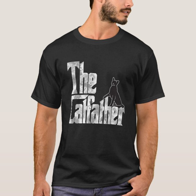 The Catfather Black Cat Father Mafia Whiskers Male T-Shirt (Front)