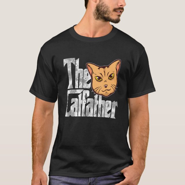 The Catfather Cat Father Mafia Whiskers Male Daddy T-Shirt (Front)
