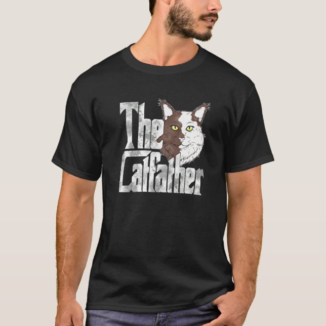 The Catfather Cat Father Mafia Whiskers Male Daddy T-Shirt (Front)