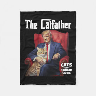 The Catfather Cat For Trump 2024  Fleece Blanket