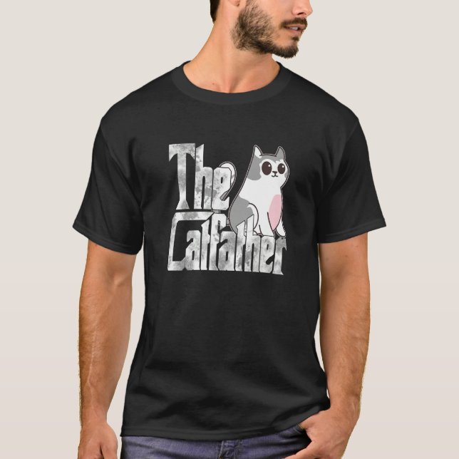 The Catfather Cute Cat Father Mafia Whiskers Male  T-Shirt (Front)