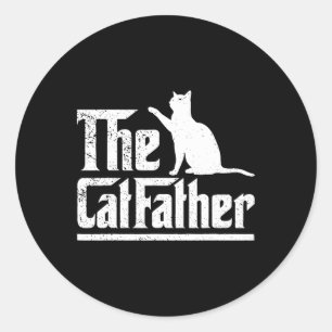 The Catfather Funny Cat Dad Fathers Day Movie Pun Classic Round Sticker