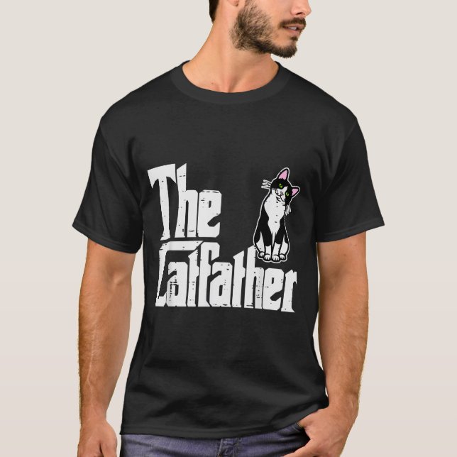 The Catfather Funny Kitten Cat Dad Fur Papa Daddy  T-Shirt (Front)
