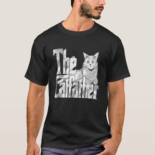 The Catfather Maine Coon Cat Father Mafia Whiskers T-Shirt (Front)