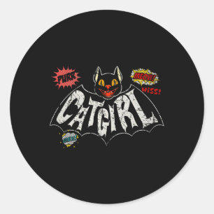 The Catgirl Vintage Rockabilly  Classic Round Sticker