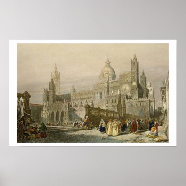 The Cathedral at Palermo, Sicily, engraved by John Poster (Front)