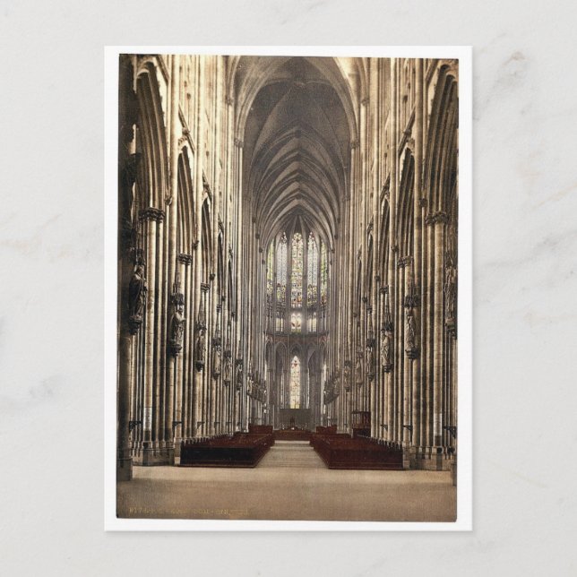 The cathedral interior, Cologne, the Rhine, German Postcard (Front)