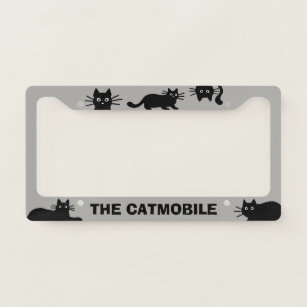 The Catmobile Cool Black Cats   Custom Cat Lover Licence Plate Frame