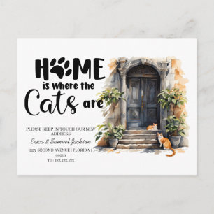 the cats have moved! new address announcement  postcard