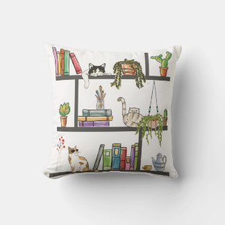 The Cats Lying on a Bookshelf, Cat and Books Cushion