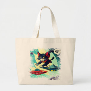 The cat's secret identity as a superhero was large tote bag