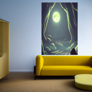 The cave and the moon   AI Art Poster