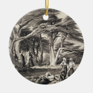 The Cedars of Lebanon, engraved by Freeman (sepia Ceramic Tree Decoration