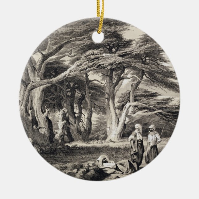 The Cedars of Lebanon, engraved by Freeman (sepia Ceramic Tree Decoration (Front)