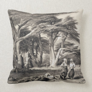 The Cedars of Lebanon, engraved by Freeman (sepia Cushion