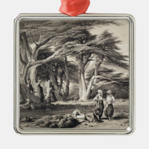 The Cedars of Lebanon, engraved by Freeman (sepia Metal Ornament