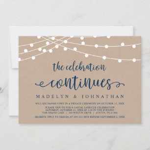 The celebration continues, Wedding Elopement Party Invitation