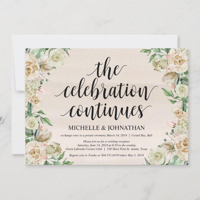 The celebration, Elopement Reception Invitation (Front)