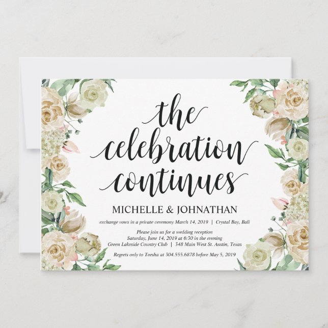 The celebration, Elopement Reception Invitation (Front)