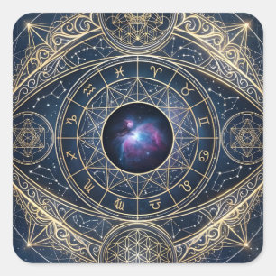 The Celestial Eye — Sacred Geometry Zodiac Cosmos Square Sticker