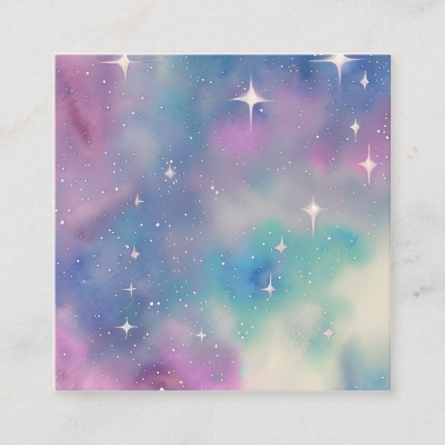 The Celestial Style of These Paintings is Inspired Square Business Card (Front)