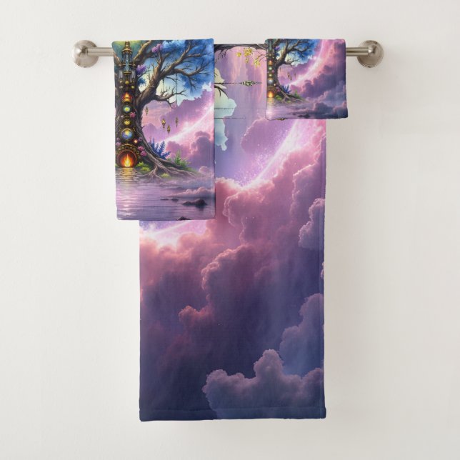 The Celestial Tree of Eternal Realms Bath Towel Set (Insitu)