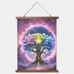 The Celestial Tree of Eternal Realms Hanging Tapestry