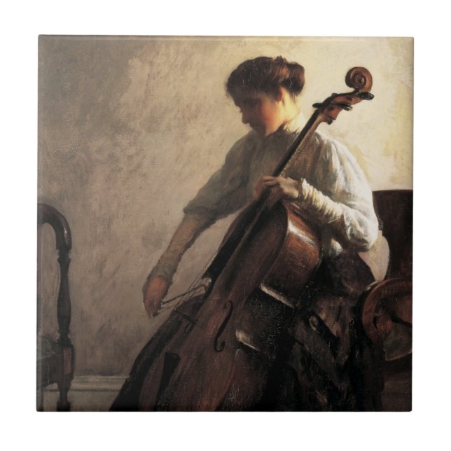 The Cellist (by Joseph DeCamp) Ceramic Tile (Front)
