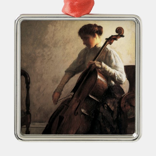 The Cellist (by Joseph DeCamp) Metal Ornament (Front)