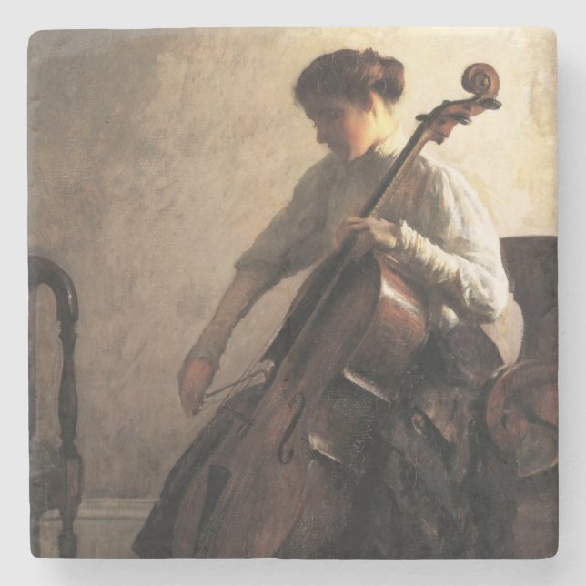 The Cellist (by Joseph DeCamp) Stone Coaster (Front)