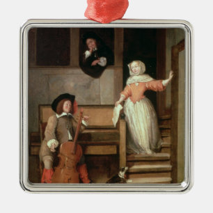 The Cello Player, c.1700 (oil on canvas) Metal Ornament