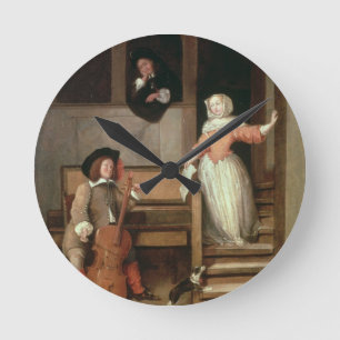The Cello Player, c.1700 (oil on canvas) Round Clock
