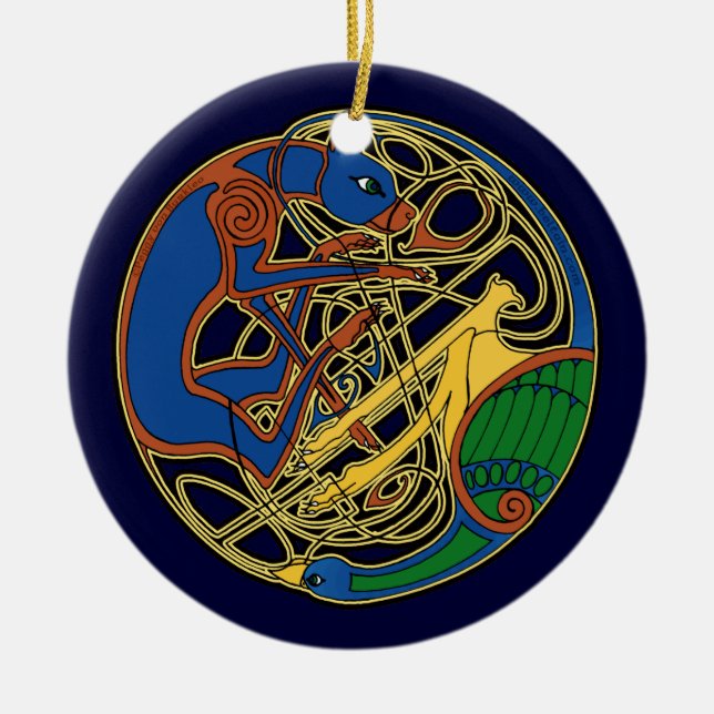 The Celtic Hound & Bird Ornament (Front)