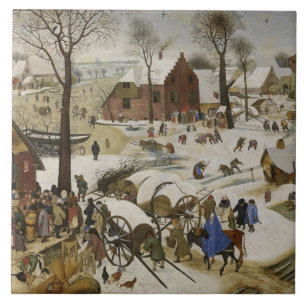 The Census at Bethlehem (by Pieter Bruegel) Ceramic Tile